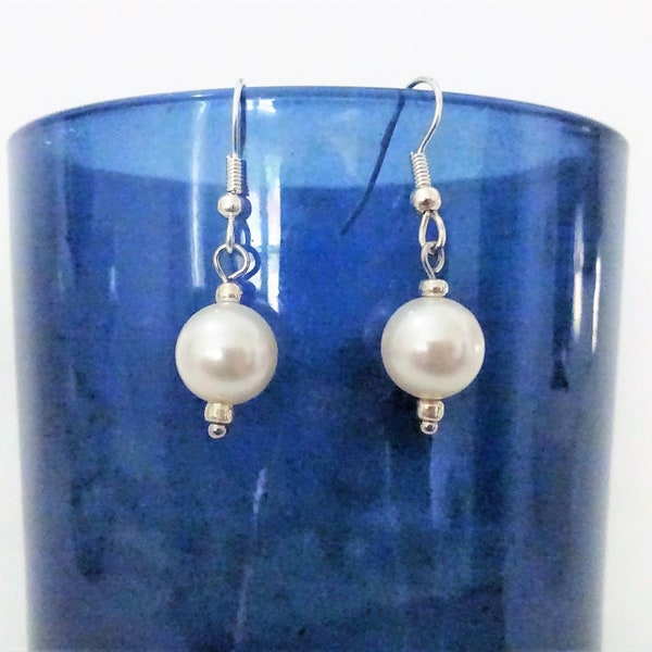 SWAROVSKI PEARL earrings - 6mm, 8mm or 10mm pearls- stainless steel, hypoallergenic ear hooks or posts or gold plate on stainless steel