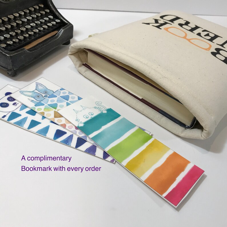 Padded book pouch with graphic: Book Nerd 3 sizes canvas image 1