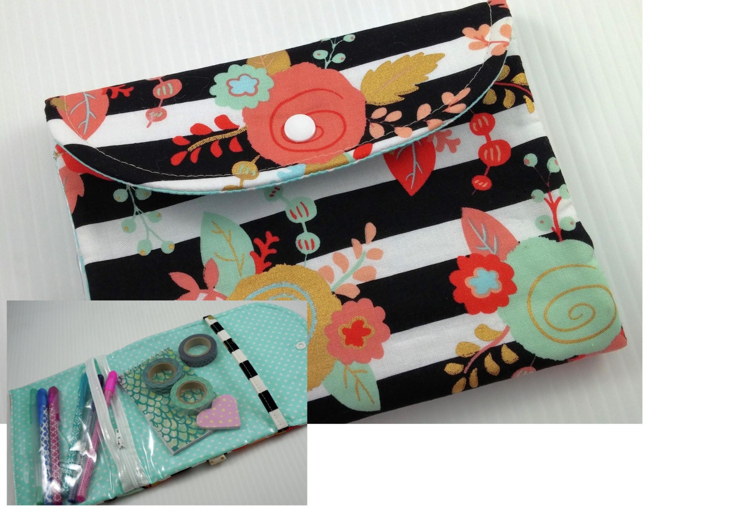 Zippered planner accessory book pencil pouch organizer with multi ins…