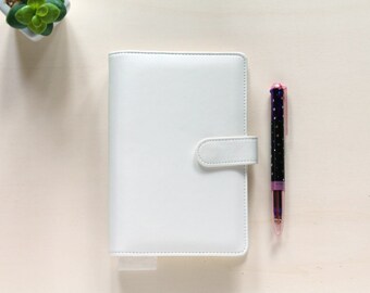 Personal planner binder, planner organizer A6, white Macaron planner in leatherette