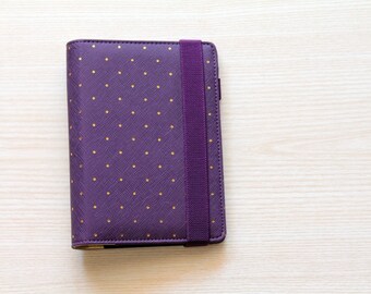 Personal planner binder, planner organizer, purple and gold planner, A6 planner in leatherette