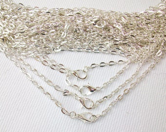 100  Rolo Shiny Silver Chain Necklaces 18"