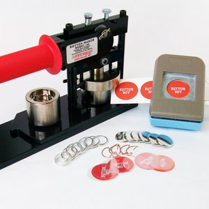 1&quot; Tecre Button Making Kit - Button Machine, Button Boy Double Level Hand Held Punch, 500 Pin Back Button Parts