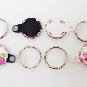 100 Black or White 1&quot; Versa Back Split Ring with Plastic Tab Key Chain Complete Button Parts - for use with Tecre 1&quot; Button Maker Machine