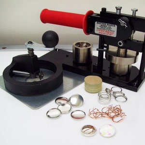 Tecre FABRIC Button Making Kit 1&quot; - Machine, Fixed Rotary Cutter, Complete Pin Back Button Parts