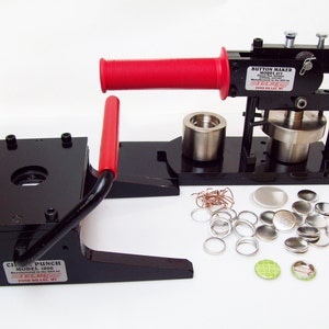 Tecre Button Making Kit 7/8&quot; - Machine, Graphic Punch, 500 Pin Back Button Parts