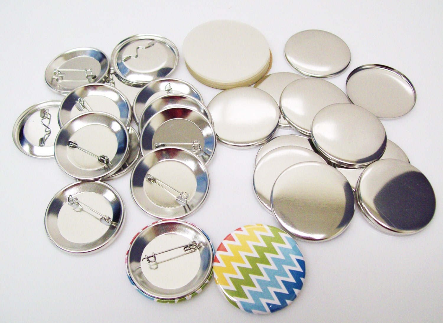 1.5 Inch Metal Flat Back Buttons Complete Sets for Tecre Button Press You  Choose Quantity 25-500 1 1/2 Button Maker Machine Supplies 