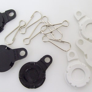 100 Black or White  1&quot; Versa Back & Zipper Pull ONLY- for use with Tecre 1&quot; Buttons (Button Parts NOT Included)