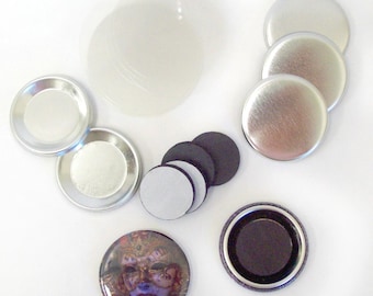 1-1/4" (1.25 inch) Complete Rubber MAGNET Button Parts for Button Maker Machines - 100 pcs