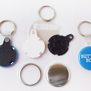 1.25” 1-1/4 inch Versa Back Split Ring with Plastic Tab Key Chain Complete Button Parts 100 pcs.