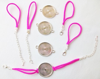 Bracelet Kits for 1" Buttons- HOT PINK - 23 mm Bezel - Enough to make 100 Bracelets