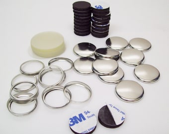 1" Collet Back Magnet Button Parts with Rubber Magnets w/ 3M Adhesive - 500
