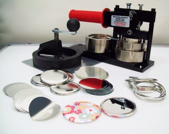2-1/4" Standard Kit - Button Maker Machine, Fixed Rotary Circle Cutter and 100 Mirror Button Parts