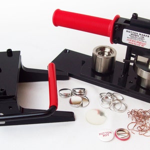 Tecre Button Making Kit 1&quot; - Machine, Graphic Punch, 500 Pin Back Button Parts