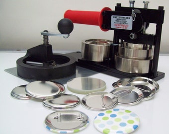 2-1/4" Standard Kit - Button Maker Machine, Fixed Rotary Circle Cutter and 100 Pin Back Parts