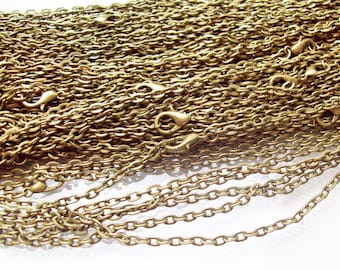 100 Antique Bronze Rolo Chain Necklaces 24"