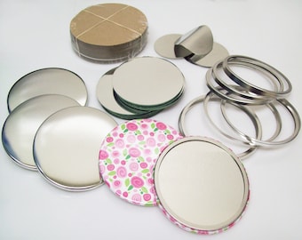 3 Inch Pocket Cosmetic Mirror Button Parts for Button Maker Machines - 300 Parts