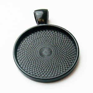 100 Black Pendant Trays 23mm for use with 1&quot; Buttons.