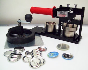 1.5" Button Making Kit-Machine, Fixed Rotary Cutter, 250 Pin Back Button Parts