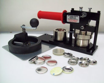 1.25" FABRIC Button Making Kit - Machine, Fixed Rotary Circle Cutter, 500 Pin Back Button Parts-FREE SHIPPING