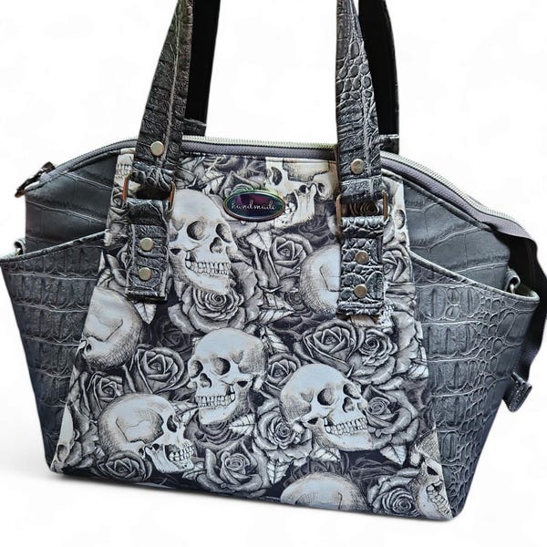 Studded Skull Tote Bag in Vinyl main image 1