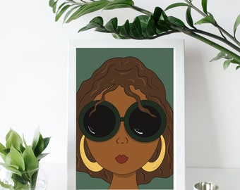 Beautiful African Woman Print, Instant Download Art, Black Girl Wall Decor, Digital Download, Ethnic Fashion Poster