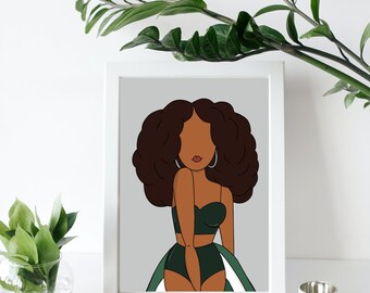 Beautiful African Woman Print, Instant Download Art, Black Girl Wall Decor, Digital Download, Ethnic Fashion Poster