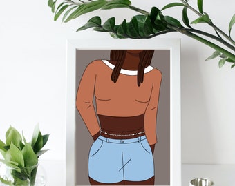 Beautiful African Woman Print, Instant Download Art, Black Girl Wall Decor, Digital Download, Ethnic Fashion Poster