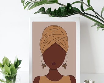 Beautiful African Woman Print, Instant Download Art, Black Girl Wall Decor, Digital Download, Ethnic Fashion Poster