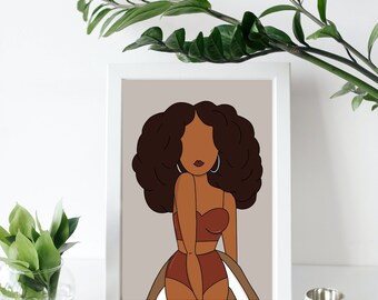 Beautiful African Woman Print, Instant Download Art, Black Girl Wall Decor, Digital Download, Ethnic Fashion Poster