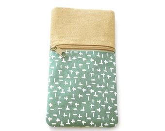 Cell phone case made of cotton, extra pocket with zipper, made for each model