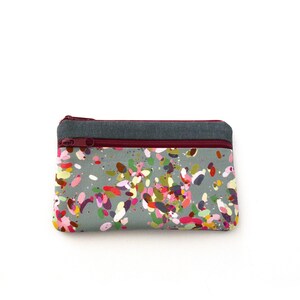 Handytasche mit zwei Fächern, Kleiner Geldbeutel Damen  aus Stoff genäht