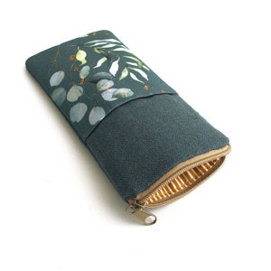 Glasses case with zip and extra pocket, eucalyptus pattern image 4