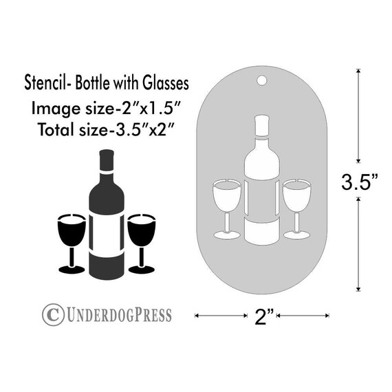 Stencil Bottle with Glasses Medium Etsy