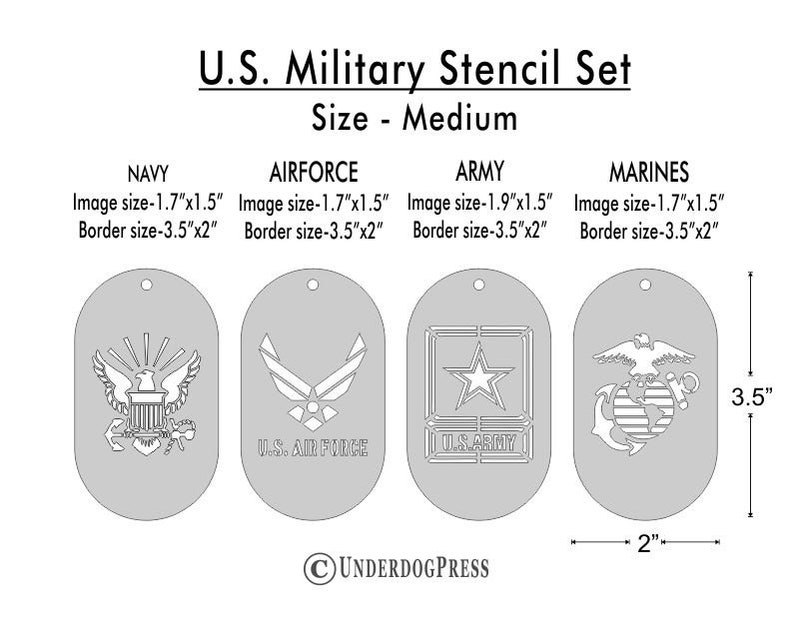 Stencils Military Set of 4. Medium size 1 - Etsy