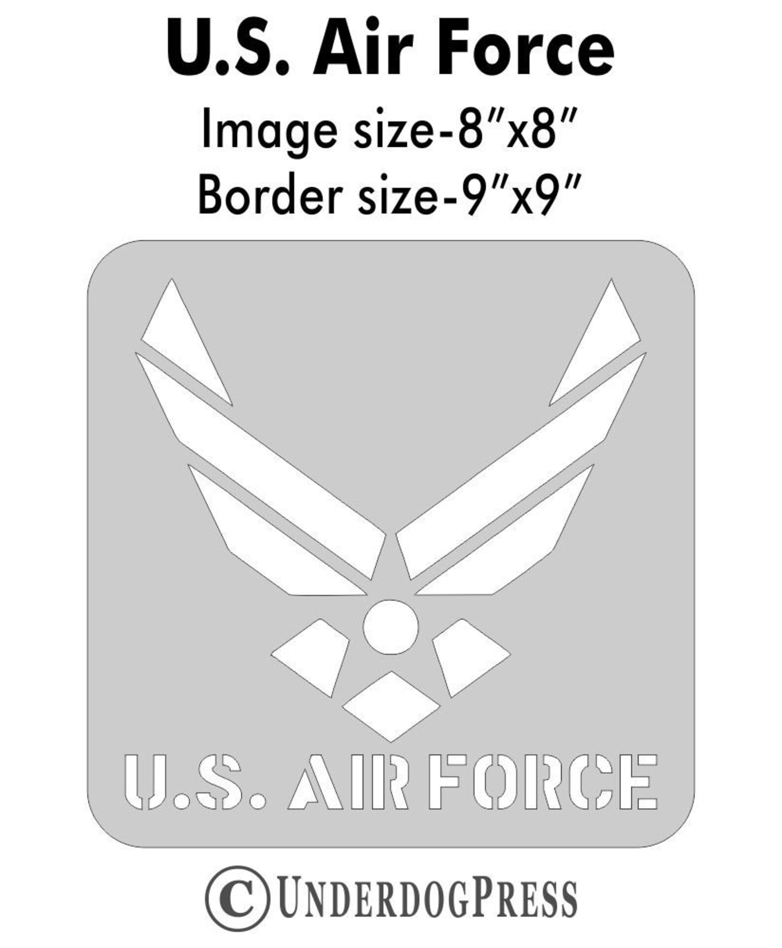 Stencil U.S. Air Force. 8x8 Inch Image on 9x9 Border Size 3 - Etsy