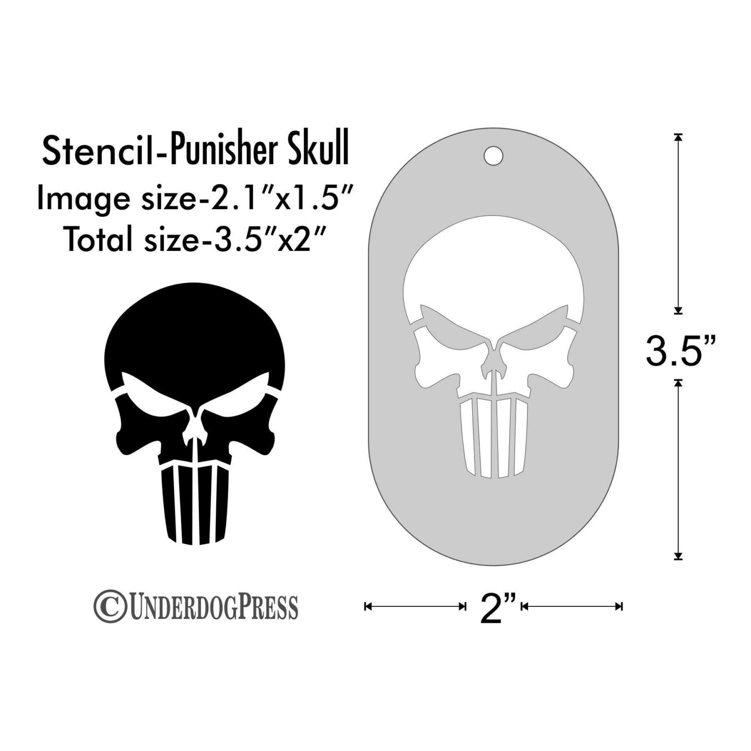 Punisher Stencil Design on Durable Mylar - Reusable Skull Stencil