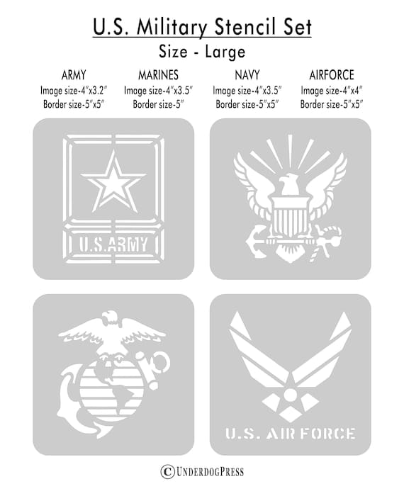 Stencils United States Military set of 4 LARGE | Etsy