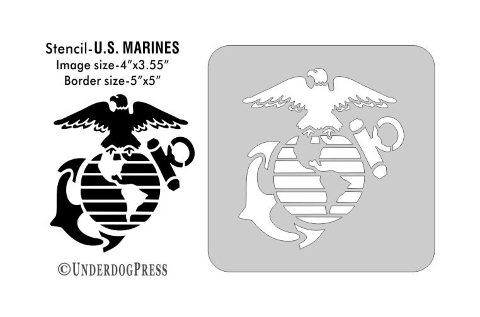 Stencil U.S. Marines. 4x3.5 Inch Image on 5x5 Border Size 2 | Etsy