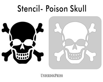 Stencil- Poison Skull, Pick a Size