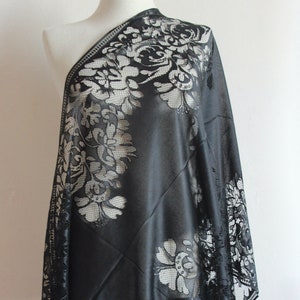 Black Lace Shawl Scarf / Black Wedding Bridal Shawl / Lace Shawl Scarf / Floral Tulle Shawl / Bridesmaid Gift Shawl /Black Tulle Shawl Scarf