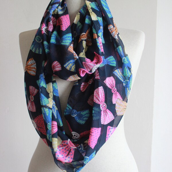 Navy Pink Loop Infinity Scarf / Girls Gift Scarf / Woman Scarves / Summer Scarves / Pink Blue Infinity Scarf / Gift Loop Scarf