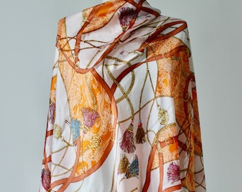 Bronze Horse Print Silk Blend Scarf - Lightweight Fashion Shawl