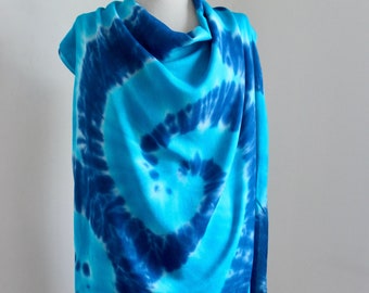 Hand-Painted Batik Cotton Shawl – Blue Tie Dye Scarf