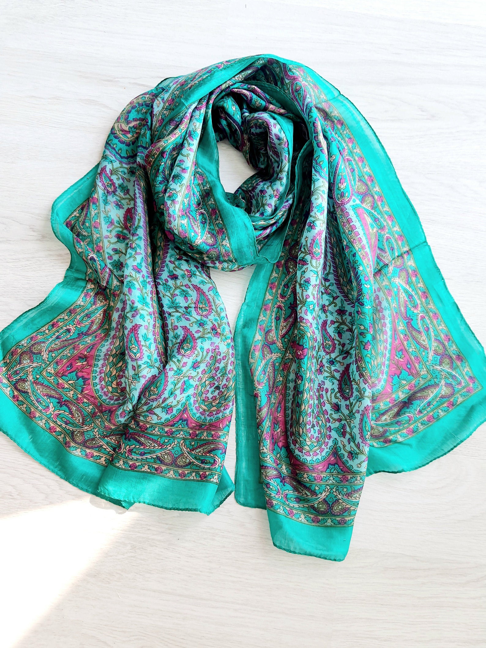 Pure 100 Silk Green Scarf Silk Scarf Silk Scarves Women Etsy
