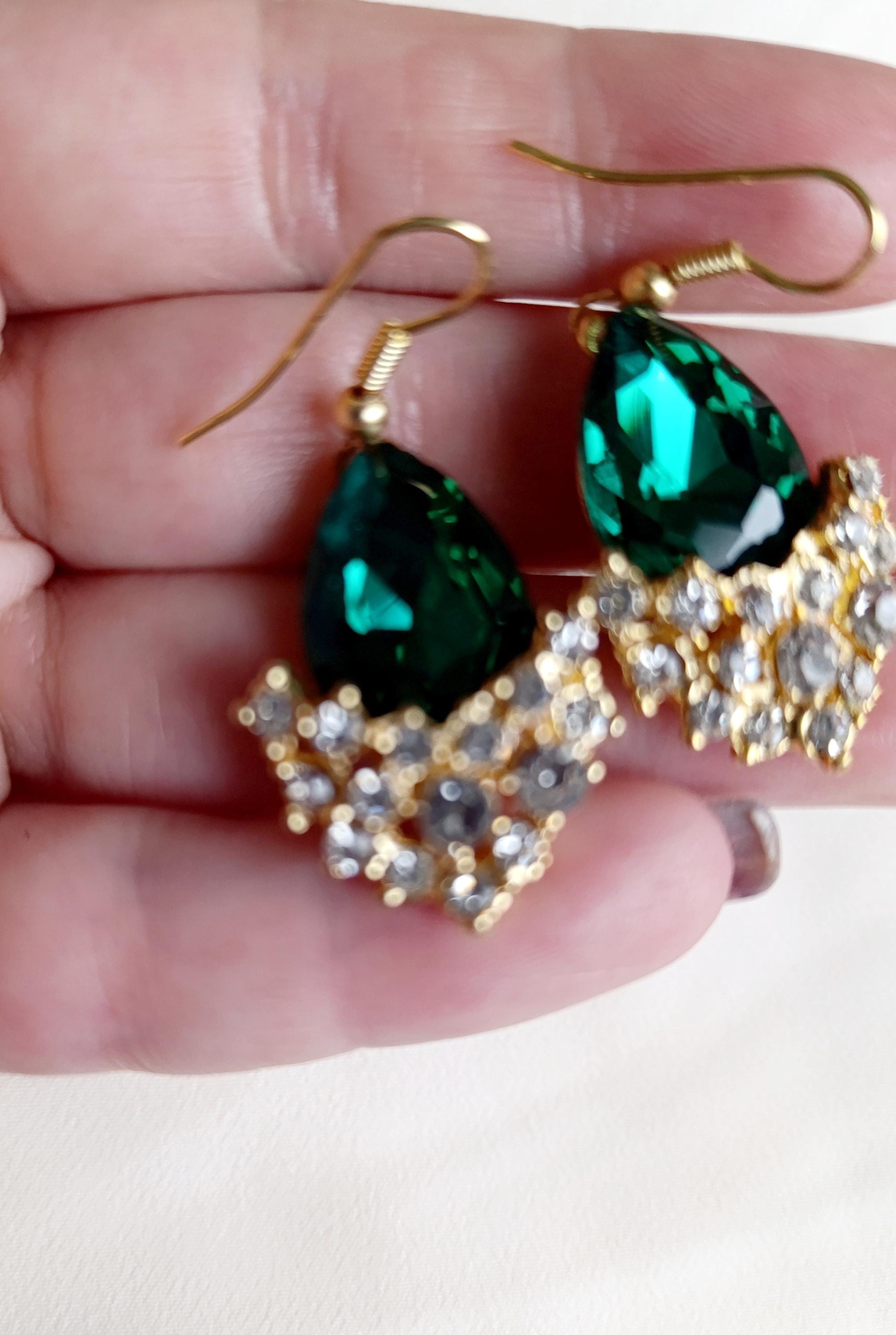 Pendantes Boucles D'Oreilles En Forme De Larme 18Ct Plaqué Or Blanc