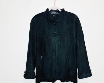 Vintage First Street Leather Suede Leather Black Jacket Size 10 Made in the USA