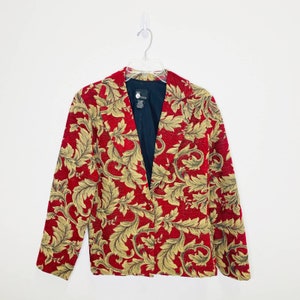 Vintage Red Gold Tapestry First Option Blazer Size Medium