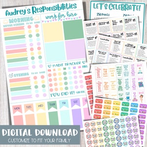 Kids Responsibility Checklist Printable | Chores Checklist | Kid Routine Chart | Personalized Chore Chart for Kids | Editable Chore Chart