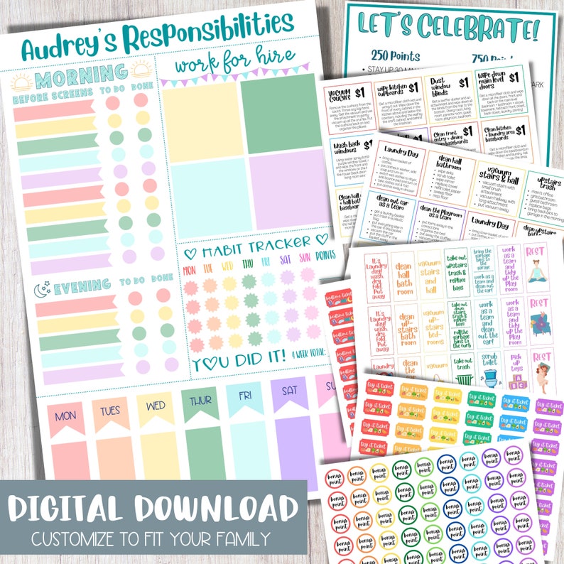 Kids Responsibility Checklist Printable Chores Checklist Etsy Kids Responsibility Checklist Printable Chores Checklist Etsy